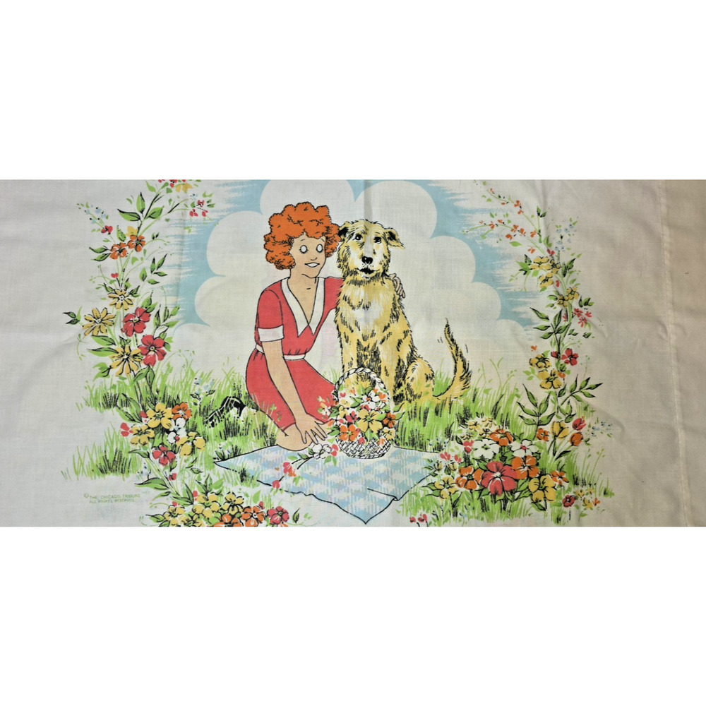 VTG Little Orphan Annie & Sandy Dog Pillowcase Chicago Tribune 1971 Cotton
